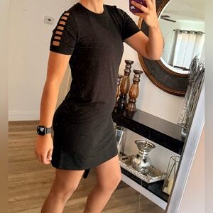 Michael Kors Black Mini Dress with Cut-Out Sleeves